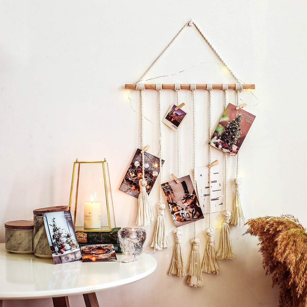Macrame Photo Display with 20 Clips Macrame Photo Display with 20 Clips