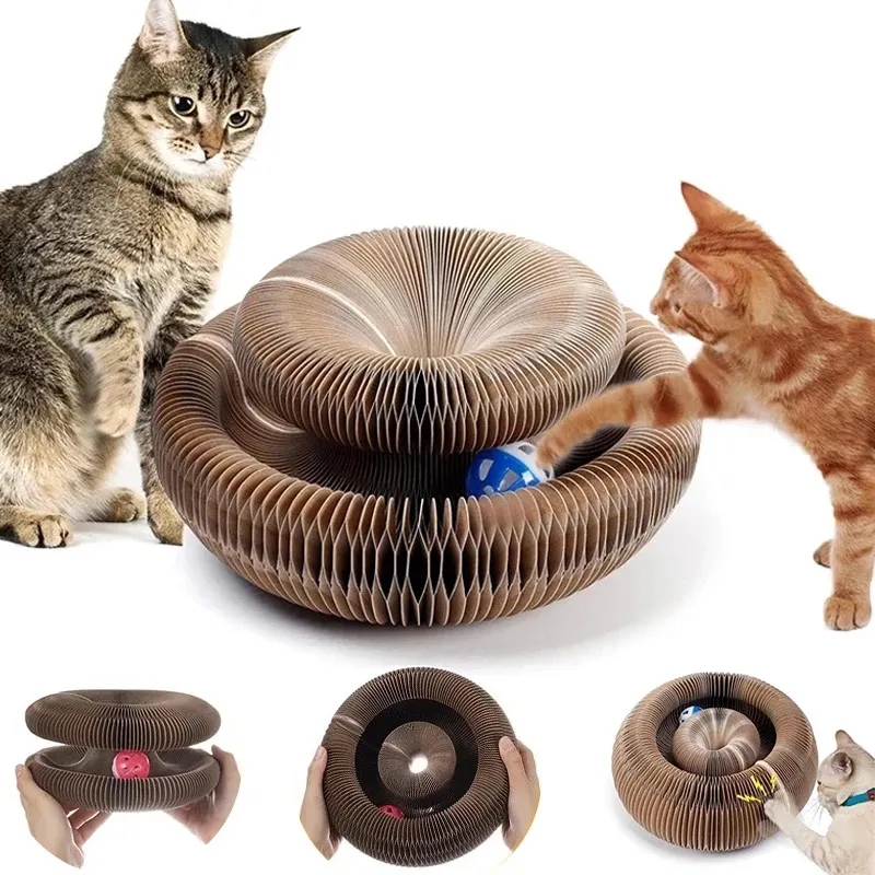 Magic Organ Cat Toy Cats Scratcher Scratch Board Round Corrugated Scratching Post Toys for Cats Grinding Claw Cat Magic Organ Cat Toy Cats Scratcher Scratch Board Round Corrugated Scratching Post Toys for Cats Grinding Claw Cat