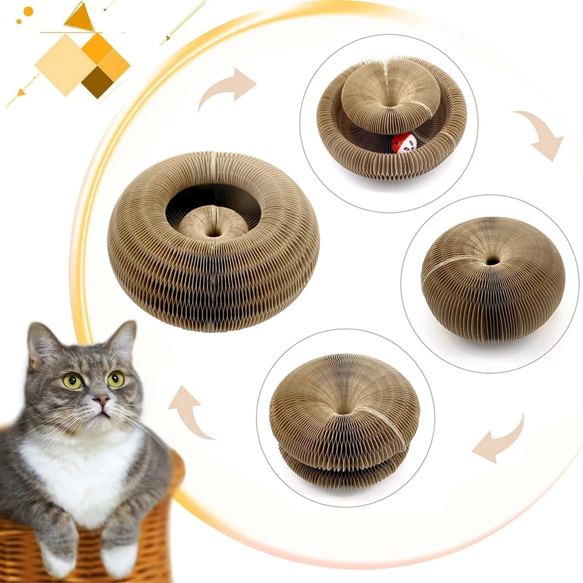 Magic Organ Cat Toy Cats Scratcher Scratch Board Round Corrugated Scratching Post Toys for Cats Grinding Claw Cat