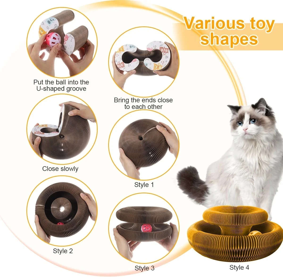 Magic Organ Cat Toy Cats Scratcher Scratch Board Round Corrugated Scratching Post Toys for Cats Grinding Claw Cat