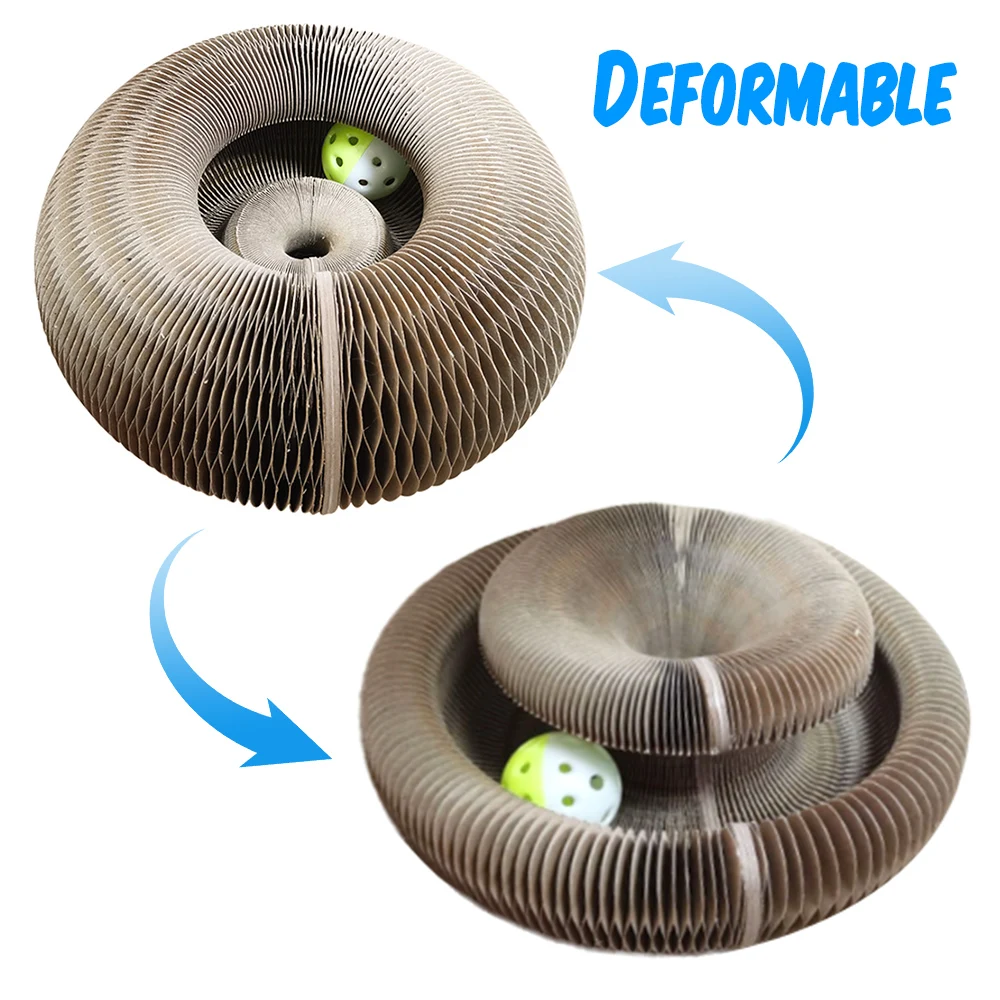 Magic Organ Foldable Cat Scratch Board Toy with Bell Cat Grinding Claw Cat Climbing Frame Round Corrugated Cats Magic Organ Foldable Cat Scratch Board Toy with Bell Cat Grinding Claw Cat Climbing Frame Round Corrugated Cats