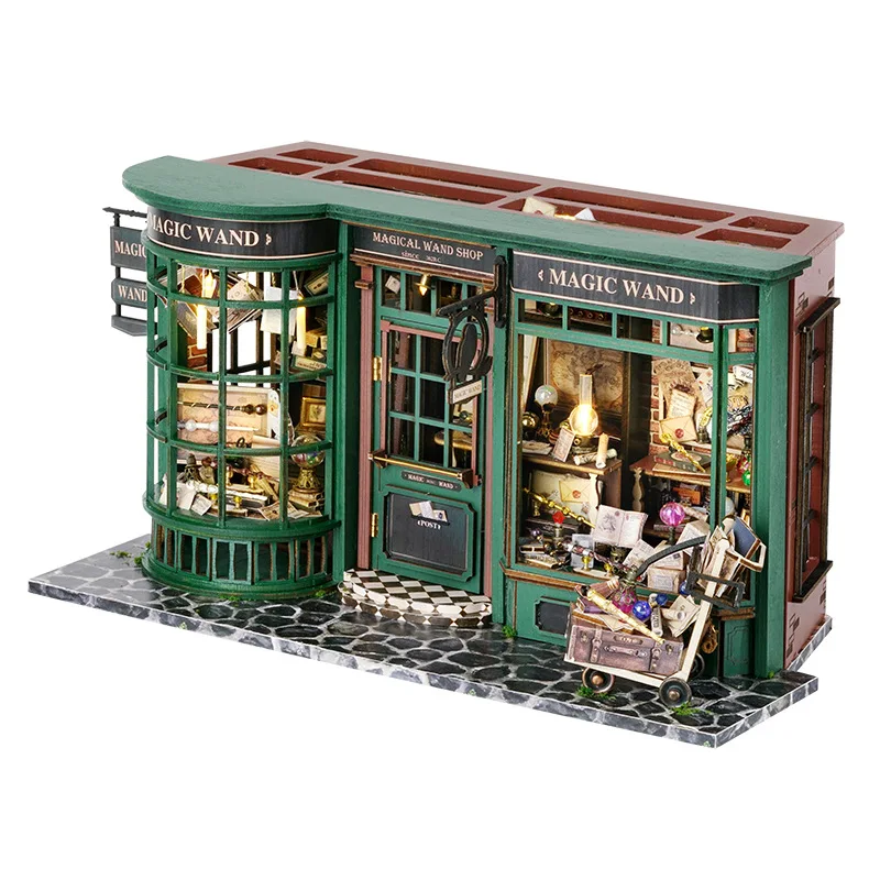Magic Shop DIY Wooden Dollhouse Miniature Doll House Kit with Furniture Roombox Retro Home Model Toy for Children Gift Magic Shop DIY Wooden Dollhouse Miniature Doll House Kit with Furniture Roombox Retro Home Model Toy for Children Gift