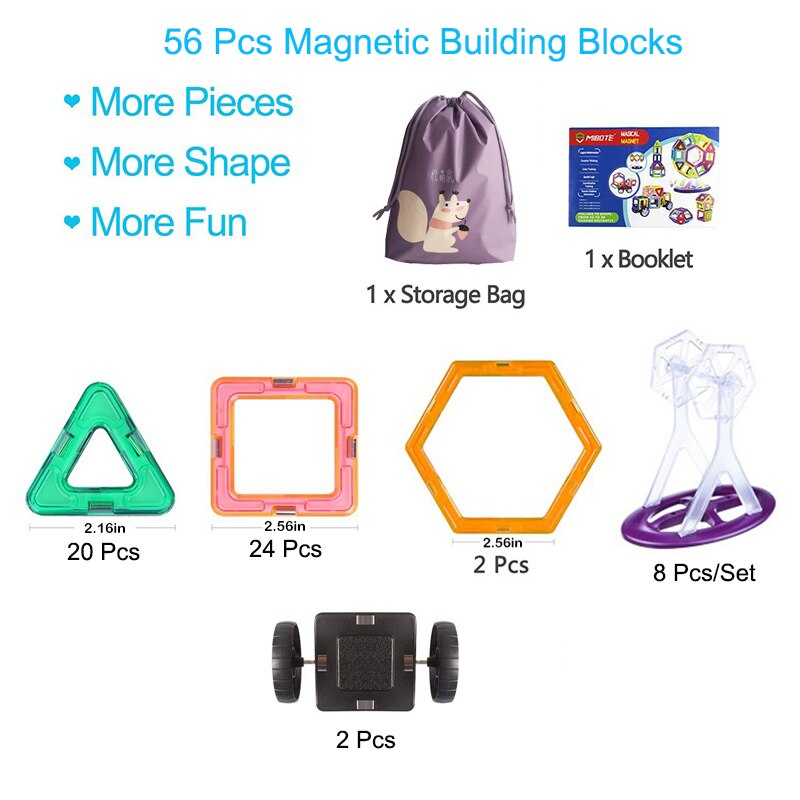 Magnetic Blocks Construction Toy (56 pieces) Magnetic Blocks Construction Toy (56 pieces)