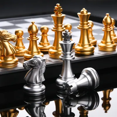Magnetic Chess Set Gold Silver Pieces Magnetic Chess Set Gold Silver Pieces