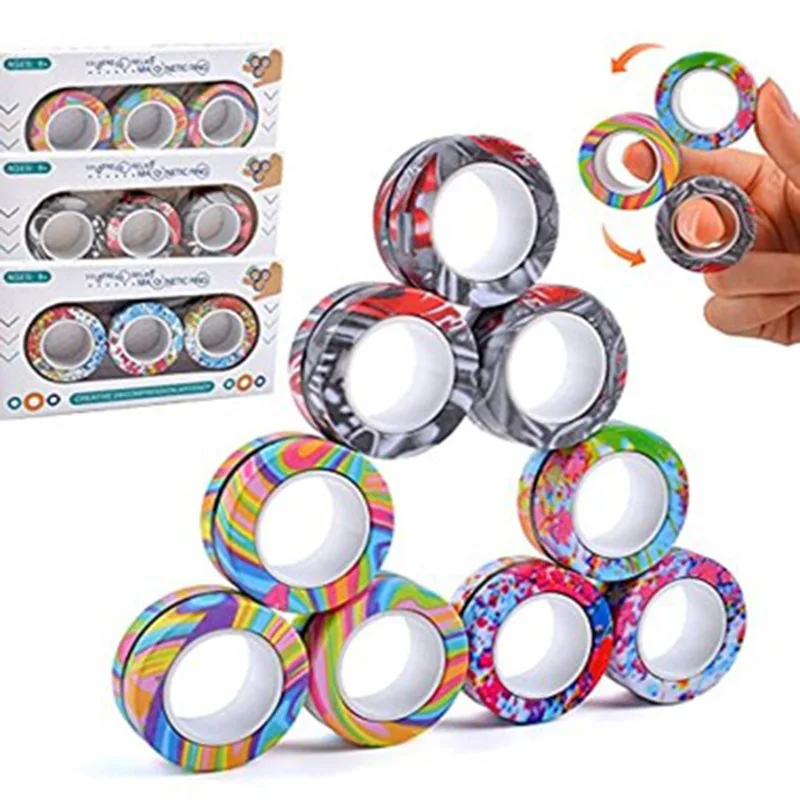 Magnetic Fidget Rings 3PCS Fingertip Magnetic Rings Colorful Relief Fidget Toys Set for Adult Magnet Spinner Magnetic Fidget Rings 3PCS Fingertip Magnetic Rings Colorful Relief Fidget Toys Set for Adult Magnet Spinner