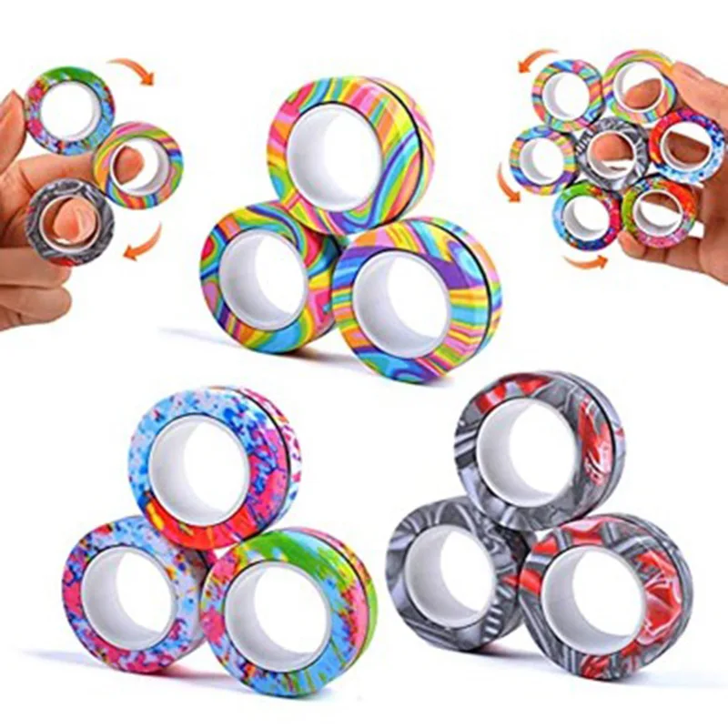 Magnetic Fidget Rings 3PCS Fingertip Magnetic Rings Colorful Relief Fidget Toys Set for Adult Magnet Spinner Magnetic Fidget Rings 3PCS Fingertip Magnetic Rings Colorful Relief Fidget Toys Set for Adult Magnet Spinner