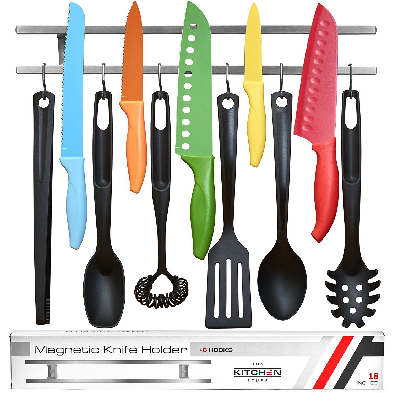 Magnetic Knife Holder and Hanging Kitchen Utensil Holder