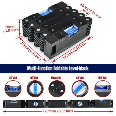 Magnetic Level Tool Foldable Level Ruler Precise Protractor Mini Spirit Leveler Angle Finder Construction Woodworking