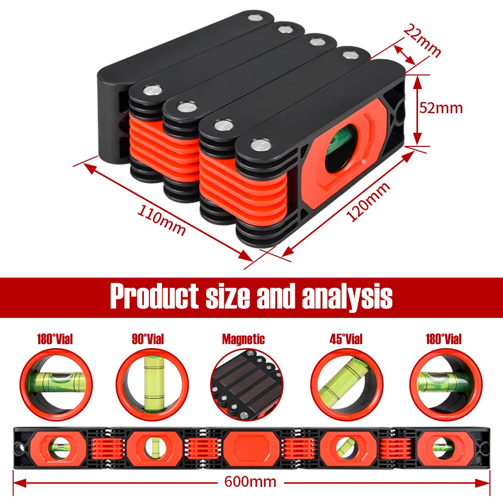 Magnetic Level Tool Foldable Level Ruler Precise Protractor Mini Spirit Leveler Angle Finder Construction Woodworking