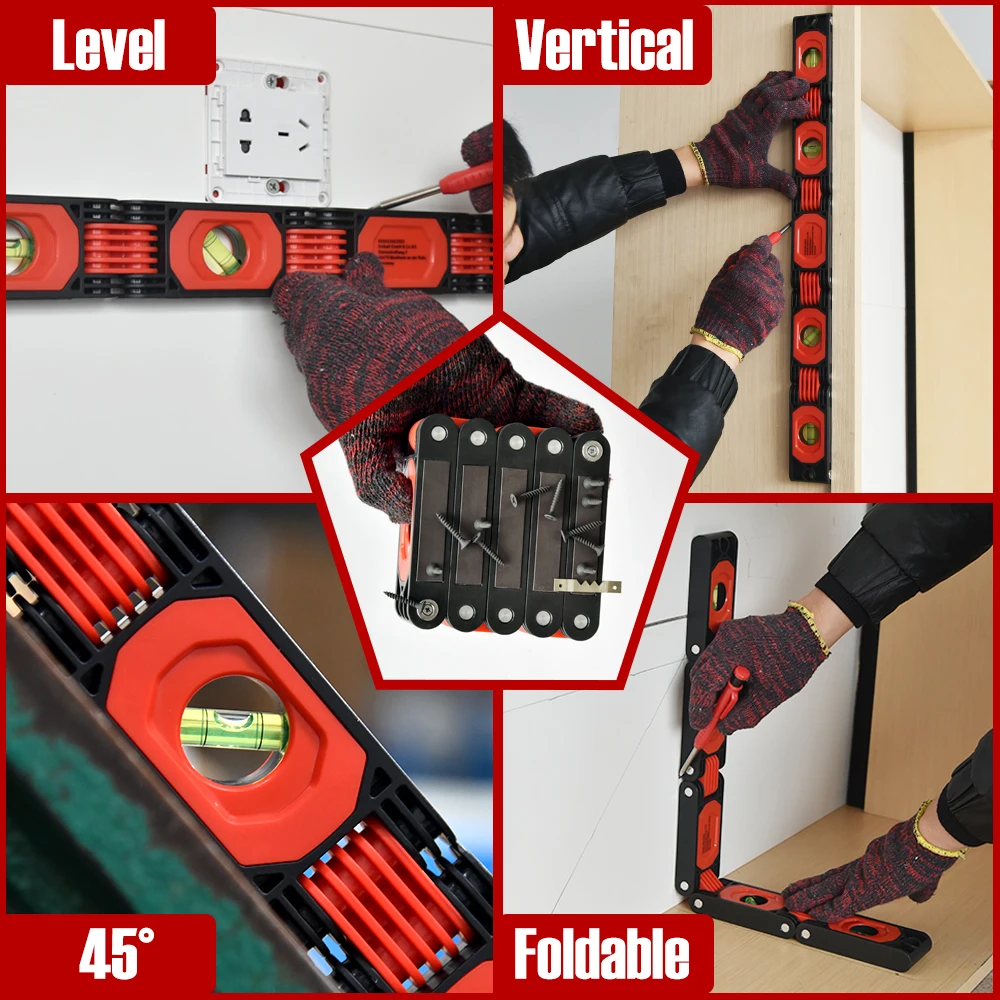 Magnetic Level Tool Foldable Level Ruler Precise Protractor Mini Spirit Leveler Angle Finder Construction Woodworking