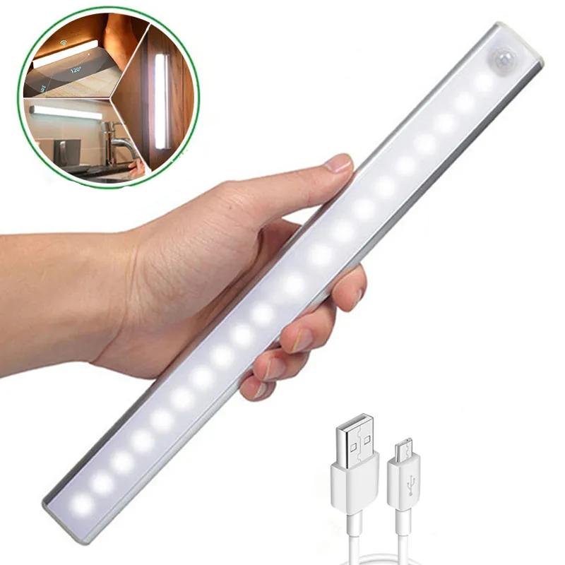 Magnetic Motion Sensor LED lamp Wireless Night Light Type C Rechargeable Light Cabinet Wardrobe Lamp Staircase
