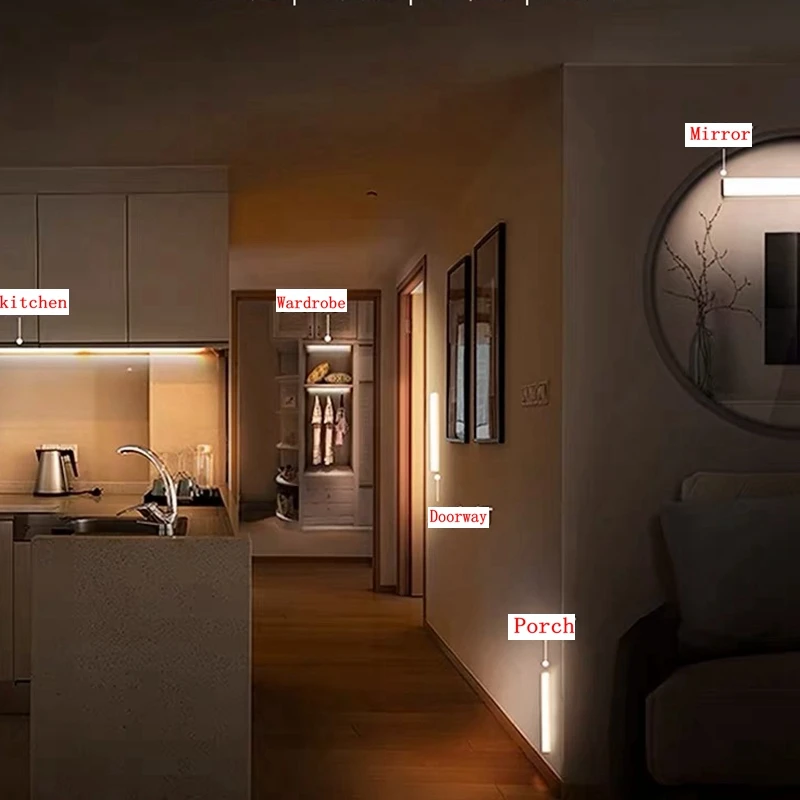 Magnetic Motion Sensor LED lamp Wireless Night Light Type C Rechargeable Light Cabinet Wardrobe Lamp Staircase Magnetic Motion Sensor LED lamp Wireless Night Light Type C Rechargeable Light Cabinet Wardrobe Lamp Staircase