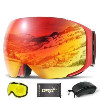 Magnetic Ski Goggles with Quick-Change Lens and Case Set 100% UV400 Protection Anti-fog Snowboard Goggles for Men and Magnetic Ski Goggles with Quick-Change Lens and Case Set 100% UV400 Protection Anti-fog Snowboard Goggles for Men and