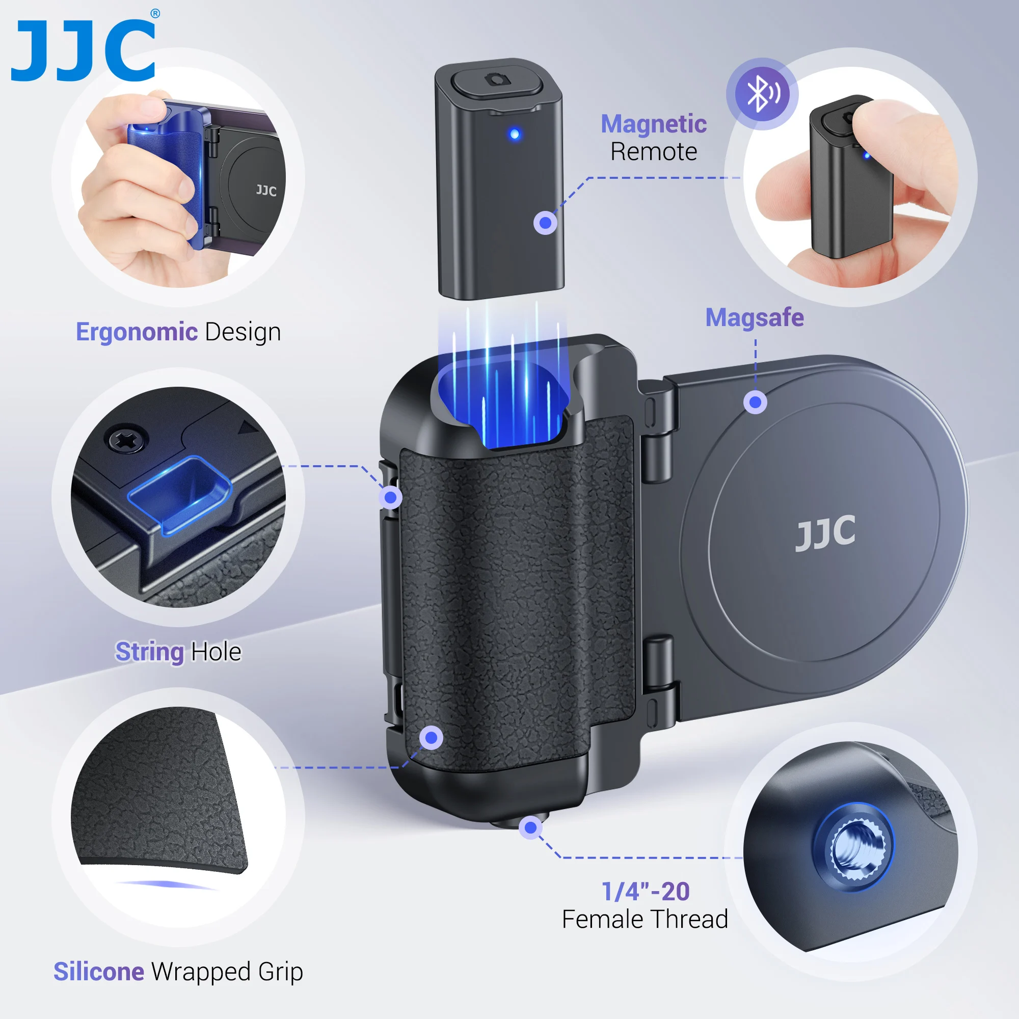 Magnetic Snapgrip Phone Hand Grip Magsafe Handheld Bluetooth Remote Control Handle Phone Tripod Mount for Vlog iPhone Magnetic Snapgrip Phone Hand Grip Magsafe Handheld Bluetooth Remote Control Handle Phone Tripod Mount for Vlog iPhone