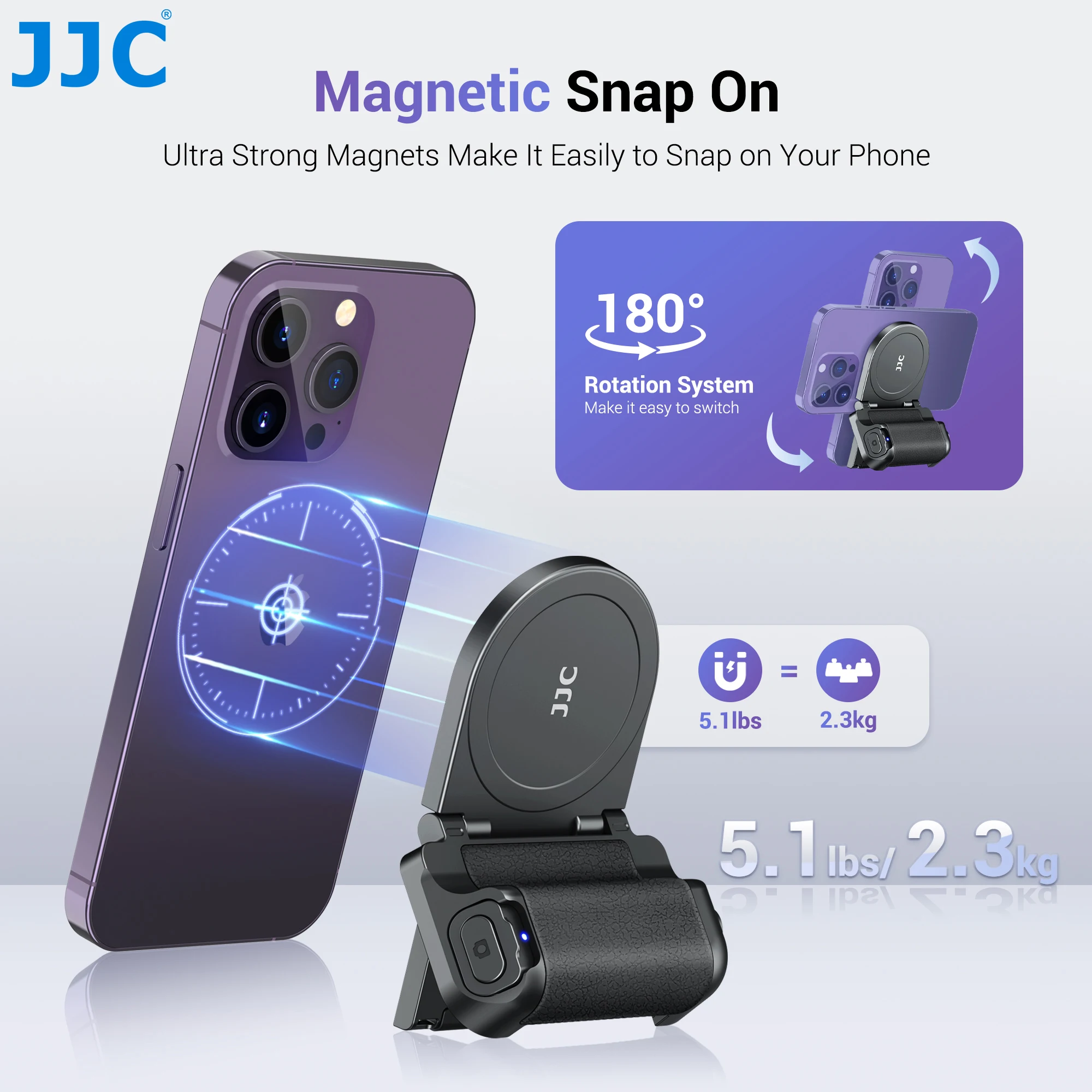 Magnetic Snapgrip Phone Hand Grip Magsafe Handheld Bluetooth Remote Control Handle Phone Tripod Mount for Vlog iPhone Magnetic Snapgrip Phone Hand Grip Magsafe Handheld Bluetooth Remote Control Handle Phone Tripod Mount for Vlog iPhone