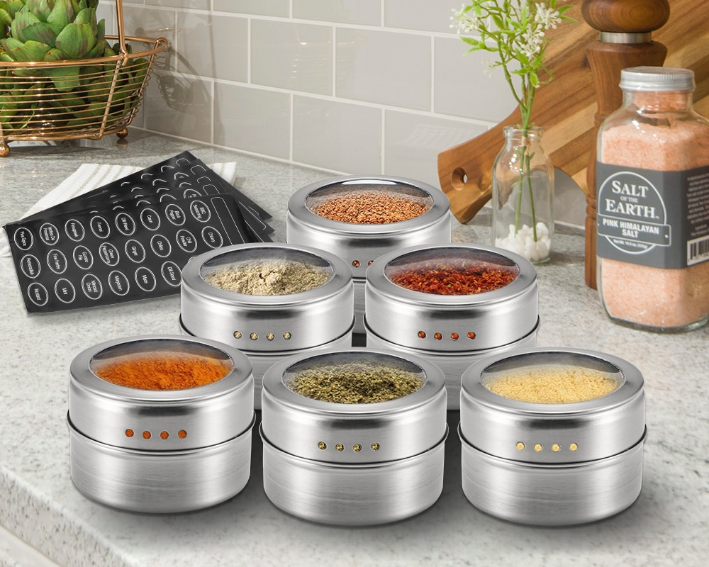 Magnetic Spice Containers with Labels (6pcs) Magnetic Spice Containers with Labels (6pcs)
