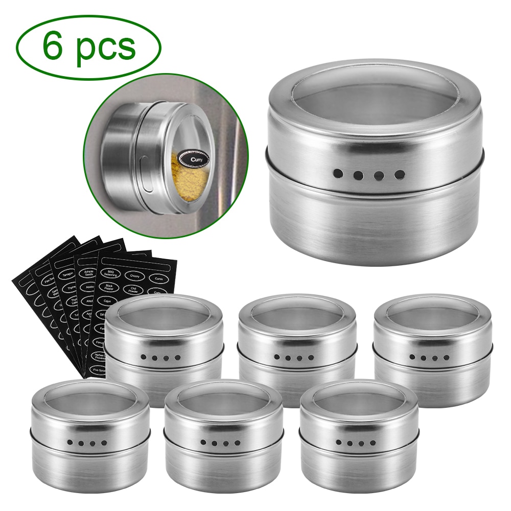 Magnetic Spice Containers with Labels (6pcs) Magnetic Spice Containers with Labels (6pcs)