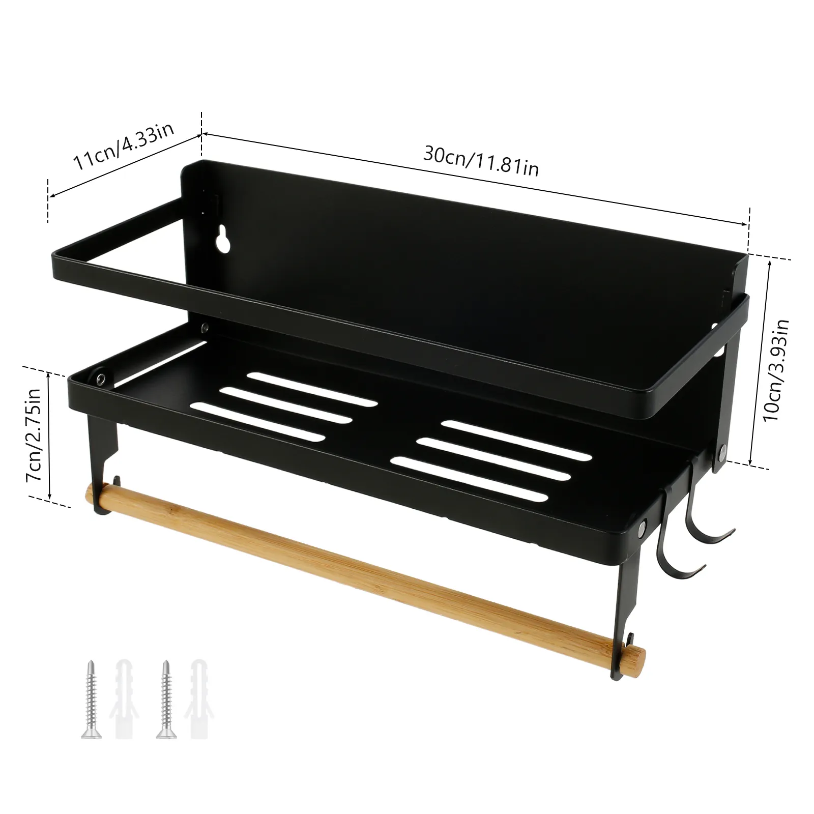 Magnetic Spice Rack with Paper Towel Holder Roll and 2 Hooks Magnetic Shelf Foldable Spice Organizer Metal Refrigerator