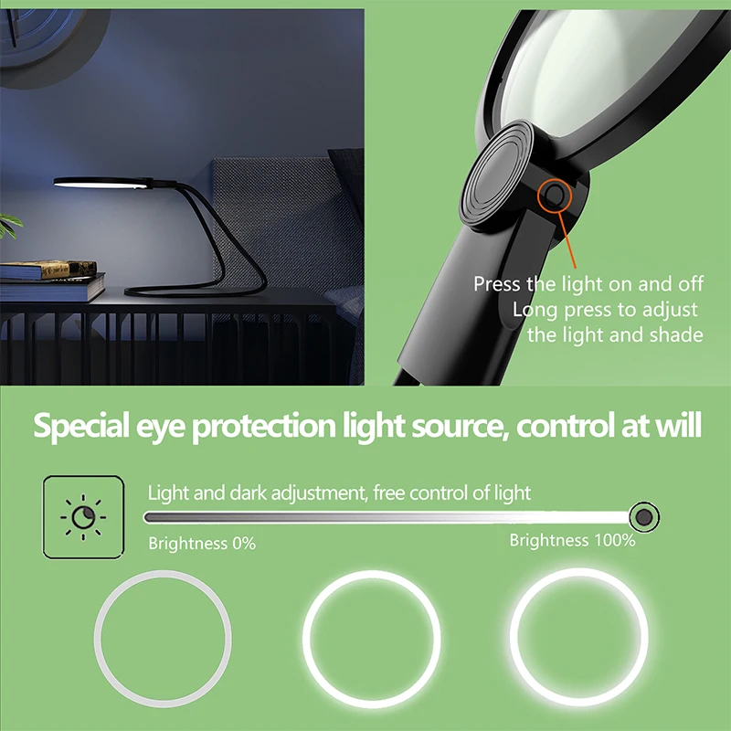 Magnifying Glass with Light for Reading: 5X Hands Free Magnifier for Neck Wear Seniors Sewing Low Vision Elderly
