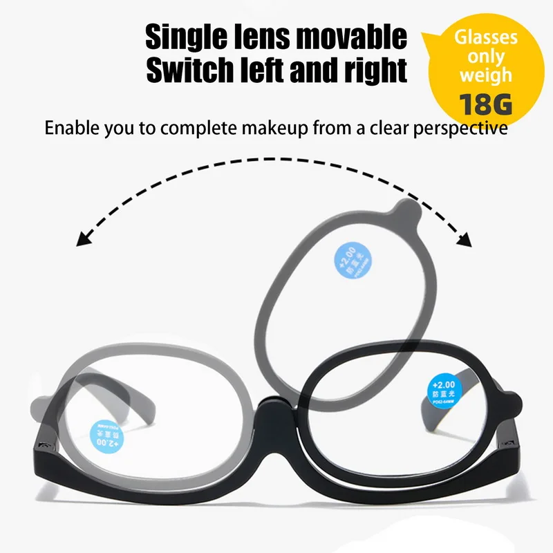 Magnifying Glasses Rotating Makeup Reading Glasses Anti Blue Light Make-Up Presbyopic Eyeglasses Diopter Magnifying Glasses Rotating Makeup Reading Glasses Anti Blue Light Make-Up Presbyopic Eyeglasses Diopter