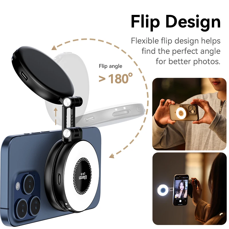MagSafe Light Portable Selfie Light for iPhone Fill Light Phone Stand for Selfie Video Vlog