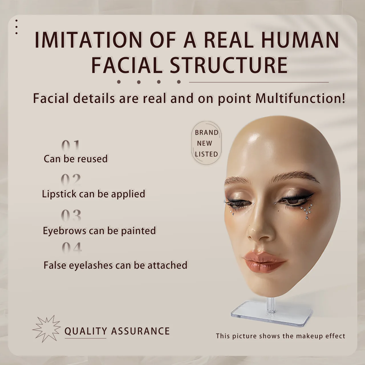Makeup Full Face Practice Model 5D Silicone Bionic Skin Mannequin Eye eyebrow Eyelash Eyeshadow for beginner Makeup Makeup Full Face Practice Model 5D Silicone Bionic Skin Mannequin Eye eyebrow Eyelash Eyeshadow for beginner Makeup