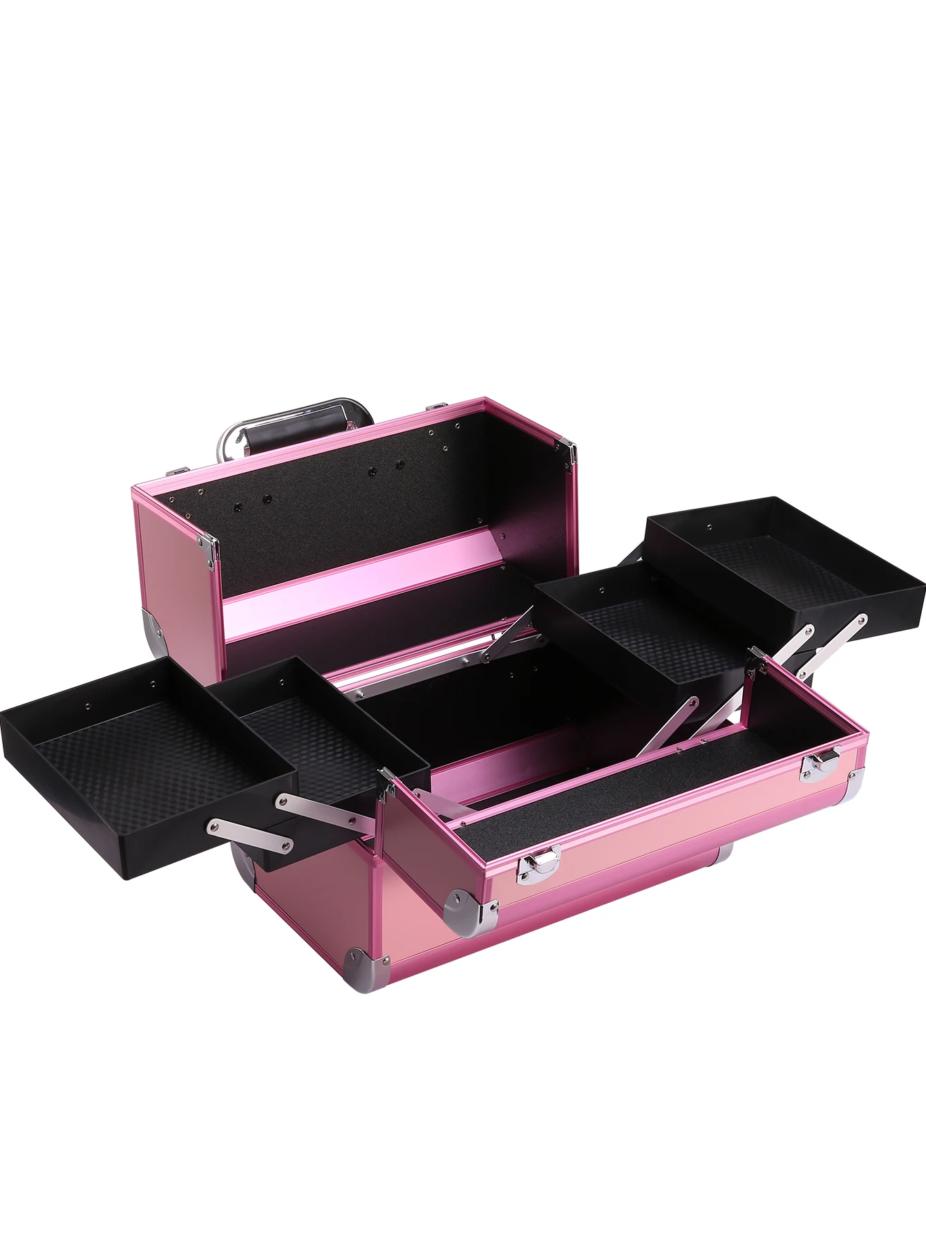 Makeup Train Case Aluminum Alloy Case Pedicure Tool Box with Handle Cosmetic Box Portable Makeup Case Organizer