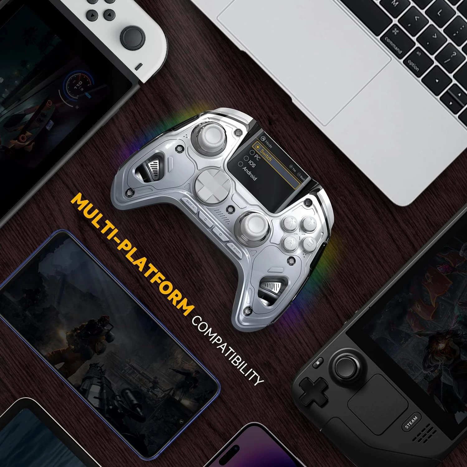 Mamba One V2 Wireless Gaming Controller for Switch/PC/iOS/Android Hall Effect Stick RGB Light 1800mAh with Charging Dock Mamba One V2 Wireless Gaming Controller for Switch/PC/iOS/Android Hall Effect Stick RGB Light 1800mAh with Charging Dock