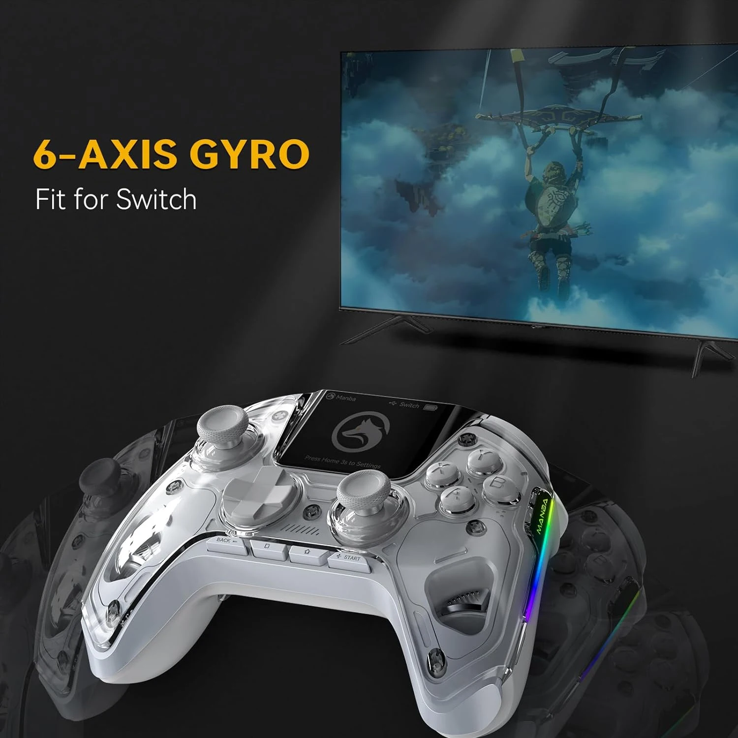 Mamba One V2 Wireless Gaming Controller for Switch/PC/iOS/Android Hall Effect Stick RGB Light 1800mAh with Charging Dock Mamba One V2 Wireless Gaming Controller for Switch/PC/iOS/Android Hall Effect Stick RGB Light 1800mAh with Charging Dock