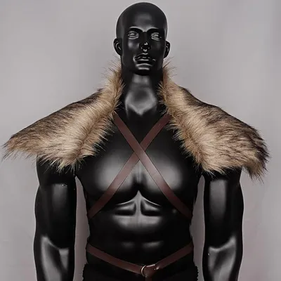 Man Medieval Faux Fur Cape Shoulder Cloak With Chest Strap Faux Fur Collar Retro Viking Fur Cape Halloween Cosplay Man Medieval Faux Fur Cape Shoulder Cloak With Chest Strap Faux Fur Collar Retro Viking Fur Cape Halloween Cosplay