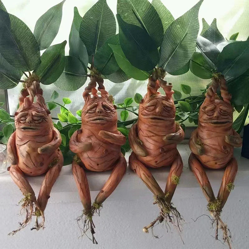 Mandrake Grass Resin Statue Landscape Ornament Art Figurine Crafts for Outdoor Garden Courtyard Living Room Bedroom