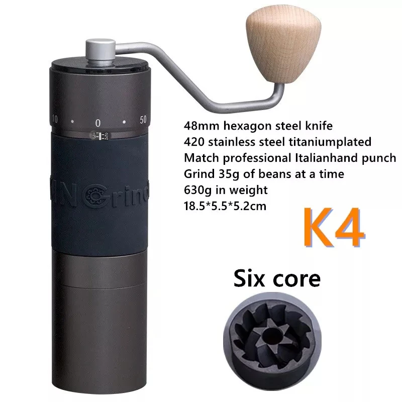 Manual Coffee Grinder Portable Mill 420 Stainless Steel 48mm Stainless Steel Titanium Plating Burr