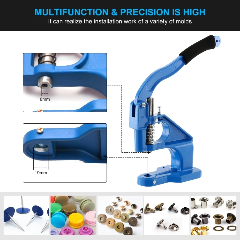 Manual Grommet Eyelet Machine DIY Hand Press Leathercraft Sewing Pressing Punch Tool with 6/10/12mm Dies+1500pcs Manual Grommet Eyelet Machine DIY Hand Press Leathercraft Sewing Pressing Punch Tool with 6/10/12mm Dies+1500pcs