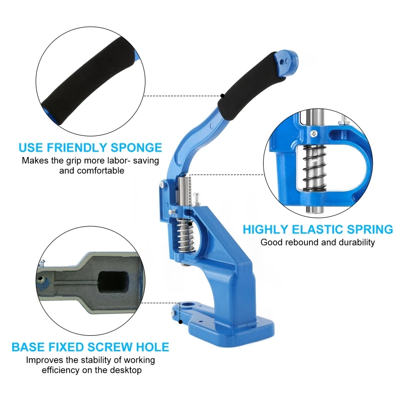 Manual Grommet Eyelet Machine DIY Hand Press Leathercraft Sewing Pressing Punch Tool with 6/10/12mm Dies+1500pcs Manual Grommet Eyelet Machine DIY Hand Press Leathercraft Sewing Pressing Punch Tool with 6/10/12mm Dies+1500pcs