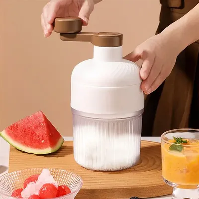 Manual Ice Crusher with Stainless Steel Blades – Portable Ice Shaver for Snow Cones and Slushies