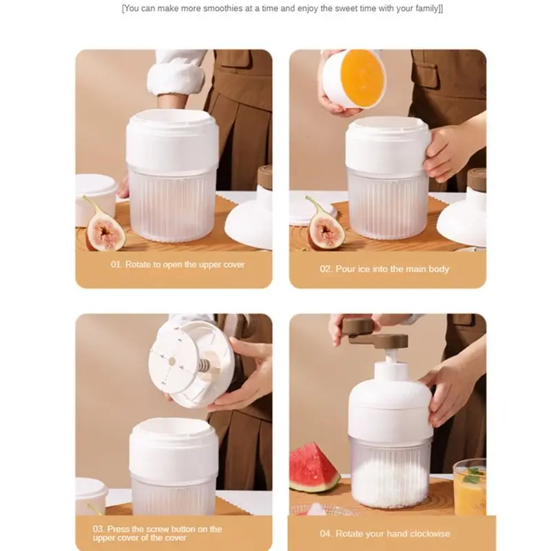 Manual Ice Crusher with Stainless Steel Blades – Portable Ice Shaver for Snow Cones and Slushies