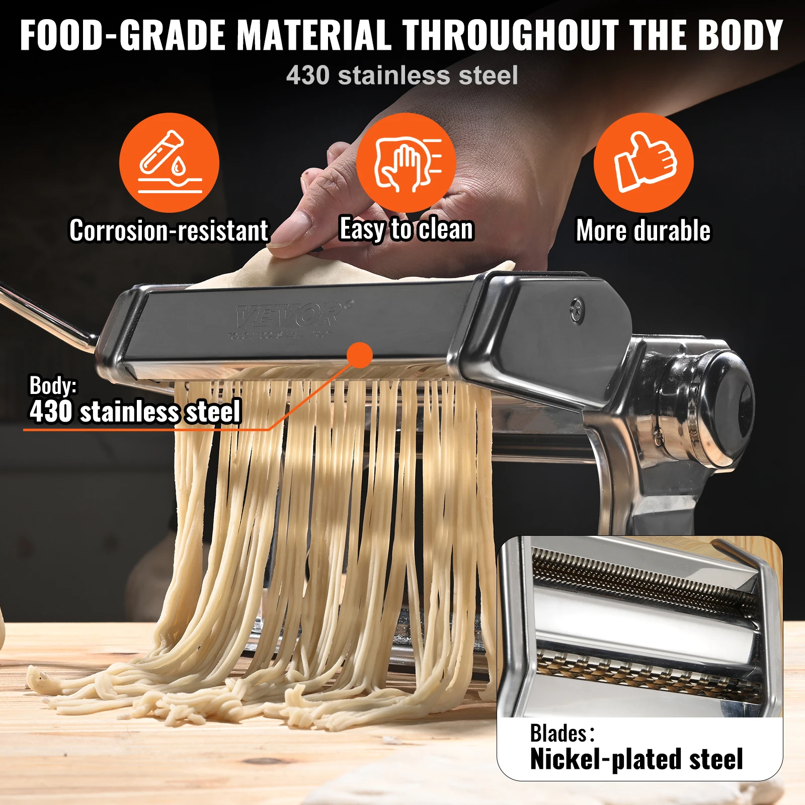 Manual Pasta Maker Machine Set Stainless Steel Slicer Fresh Noodle Rollers Cutter Home-Appliance