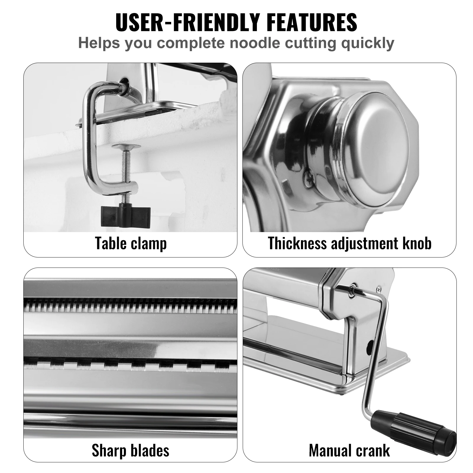 Manual Pasta Maker Machine Set Stainless Steel Slicer Fresh Noodle Rollers Cutter Home-Appliance