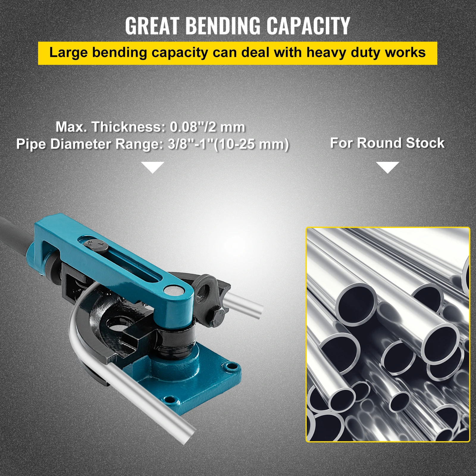 Manual Pipe Bender for Diameters 10-25mm Multifunction 3/8″-1″ Bending Range Carbon Steel Steel Copper Tube Bending Manual Pipe Bender for Diameters 10-25mm Multifunction 3/8″-1″ Bending Range Carbon Steel Steel Copper Tube Bending