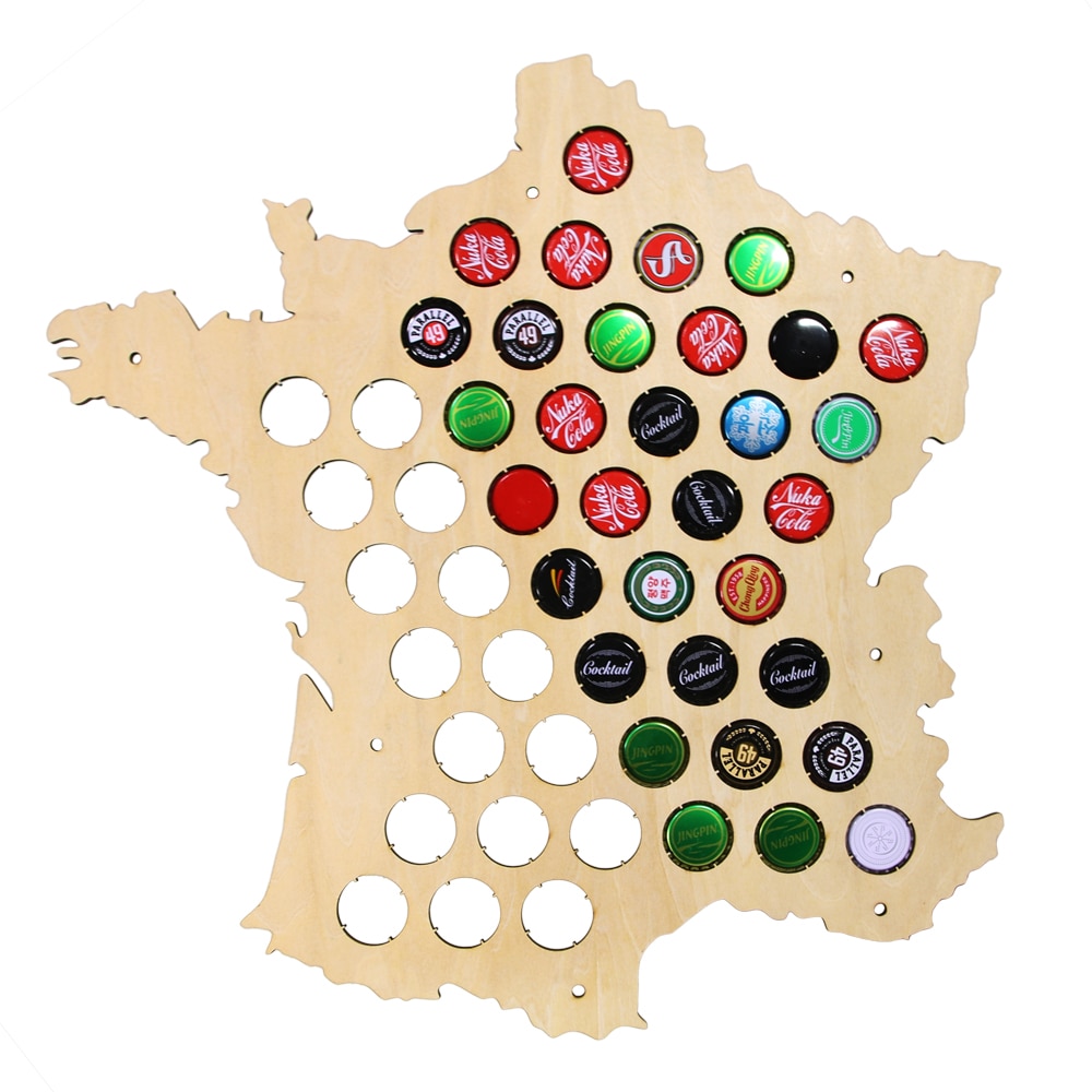 Map of France Wooden Beer Cap Collector