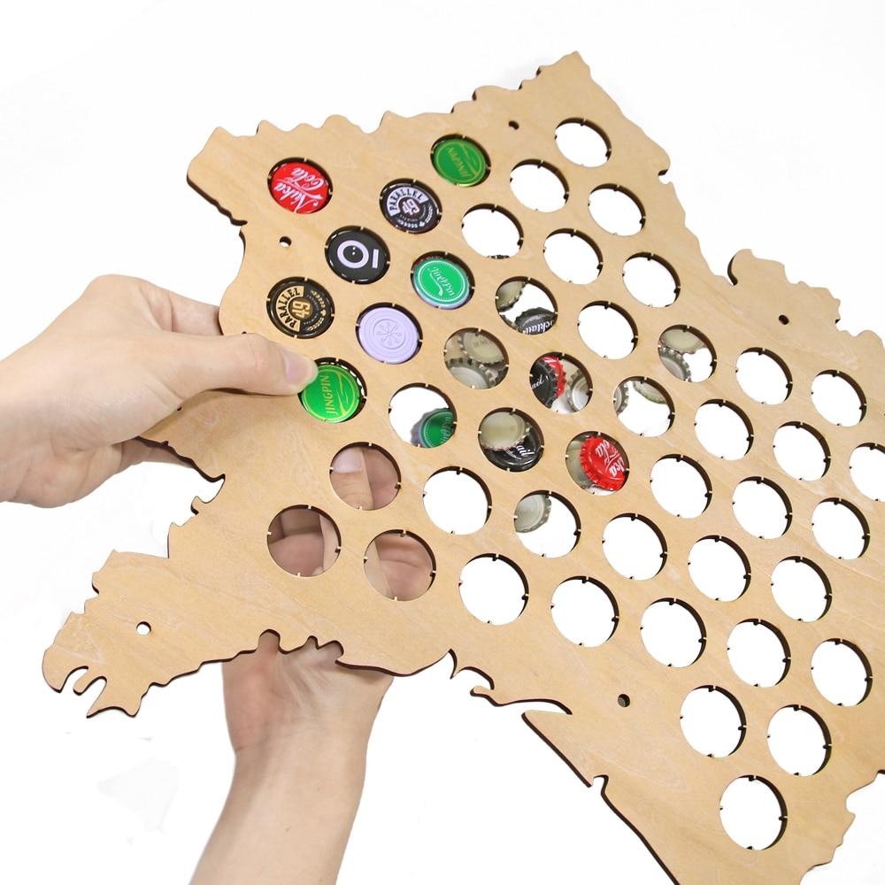 Map of France Wooden Beer Cap Collector