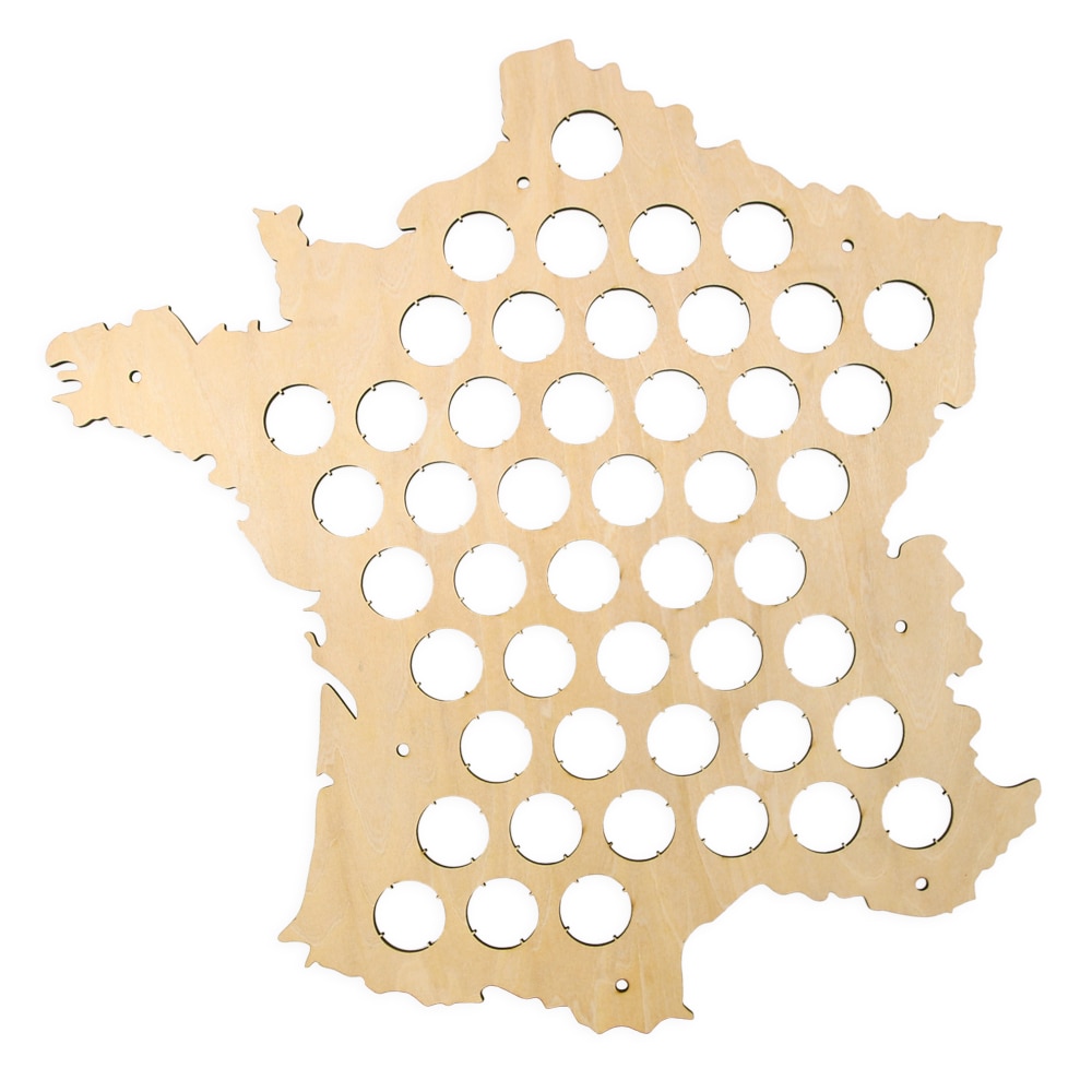Map of France Wooden Beer Cap Collector