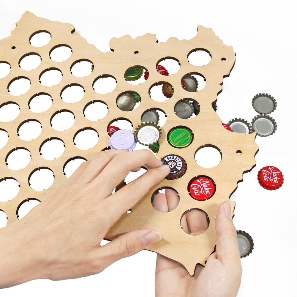 Map of France Wooden Beer Cap Collector