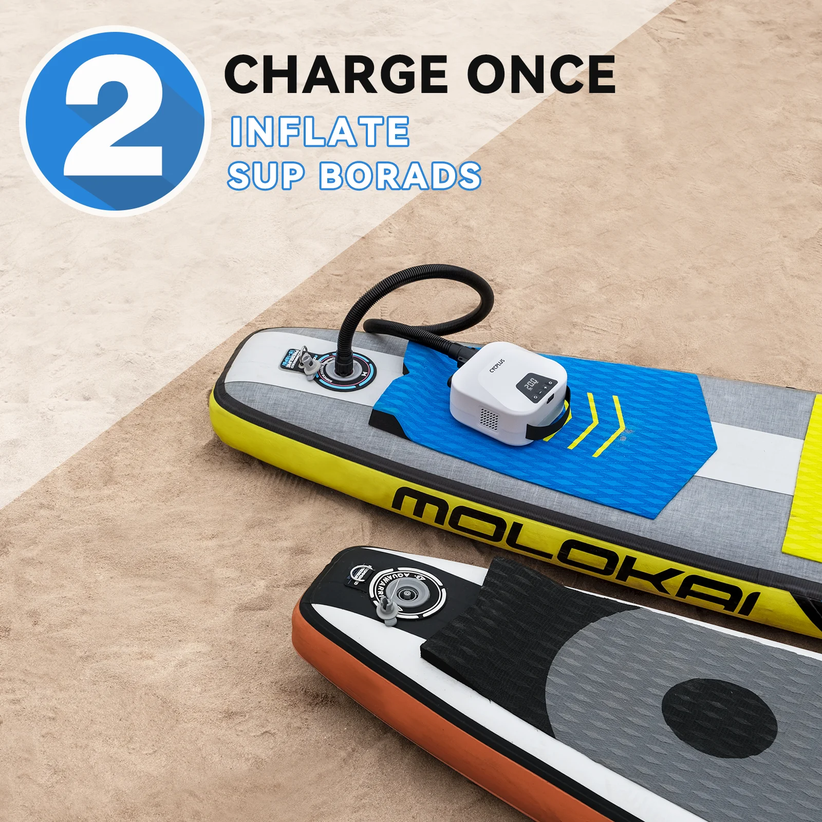 Marble Electric Smart SUP Air Pump 2600mAh High Pressure Portable Rechargeable Pump for Inflatable Tent Kite Mattress