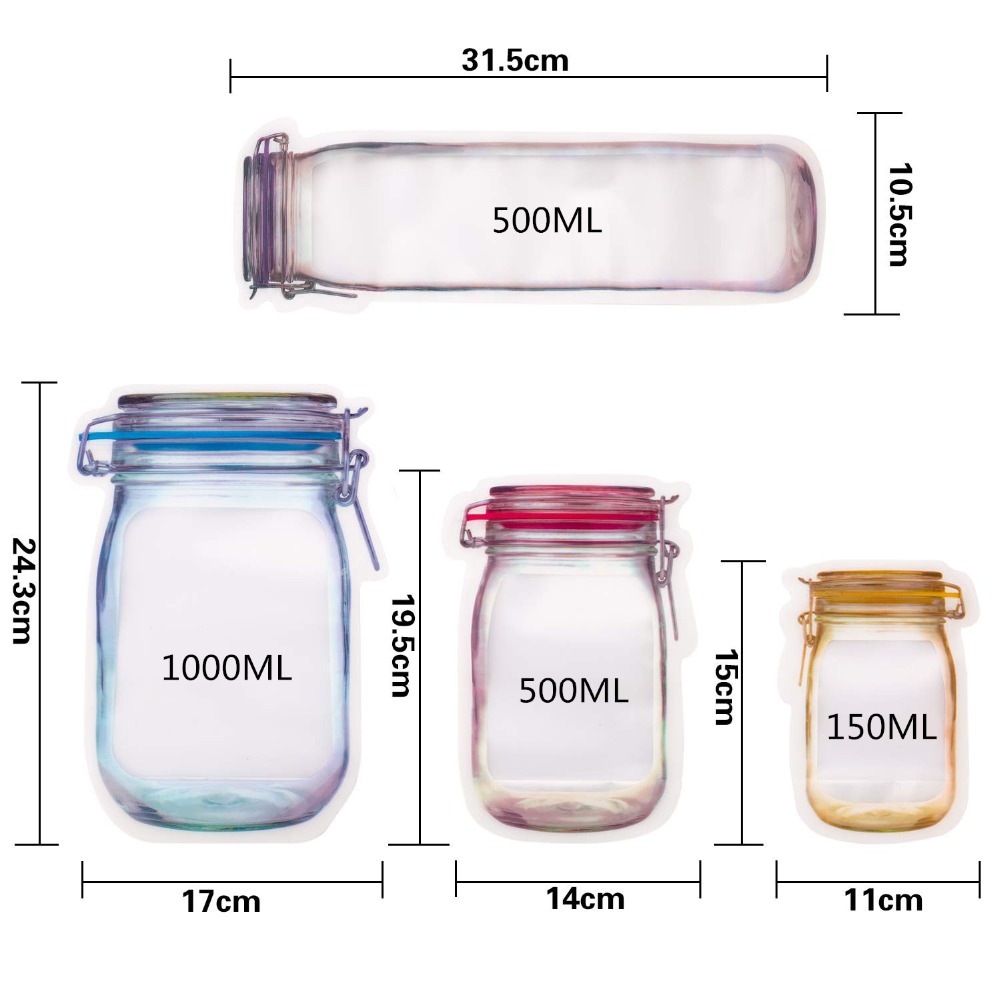 Mason Jar Bags Ziplock Storage Bag Mason Jar Bags Ziplock Storage Bag