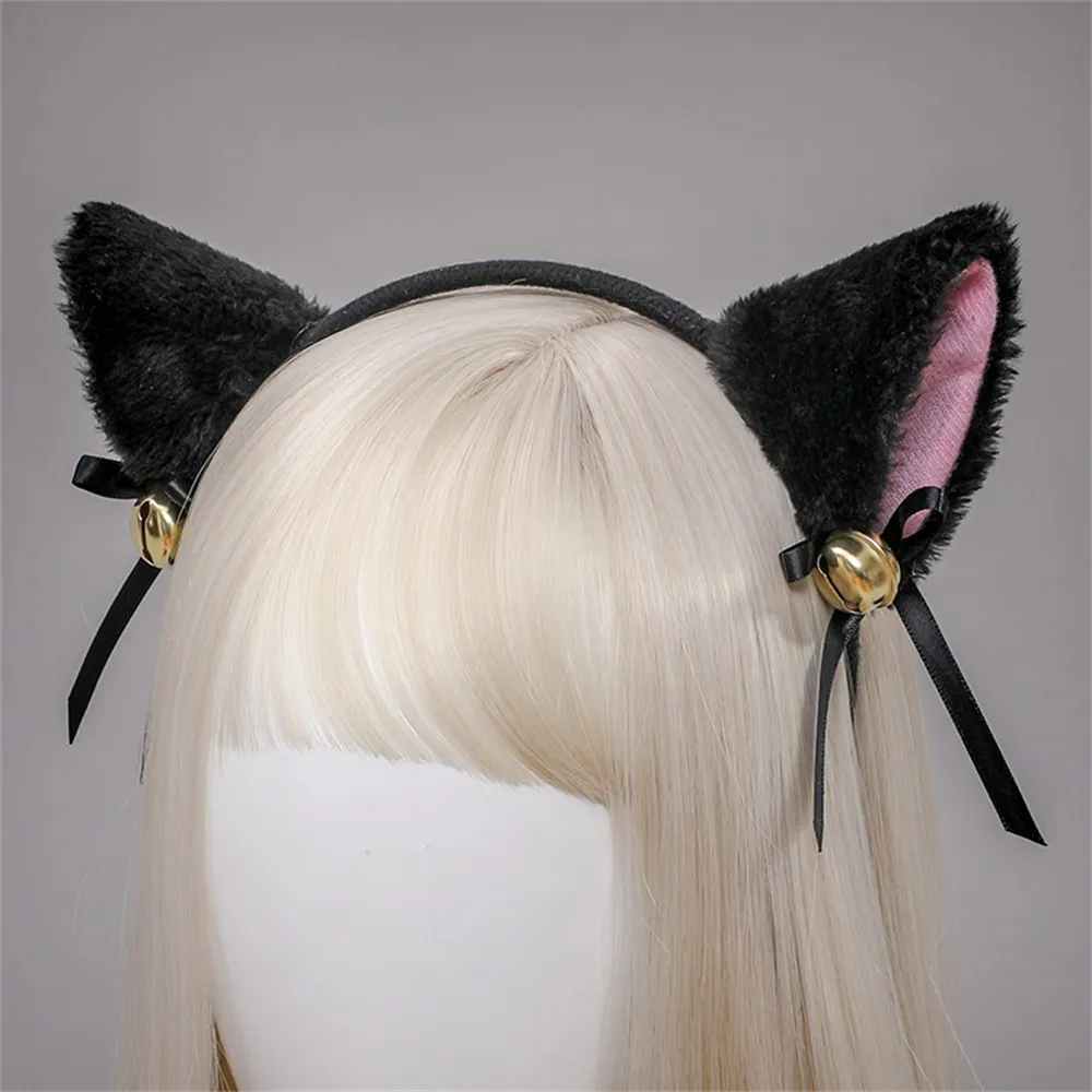 Masquerade Halloween Cat Ears Headwear Cosplay Cat Ear Anime Party Costume Bell Headwear Headband Hair Accessories