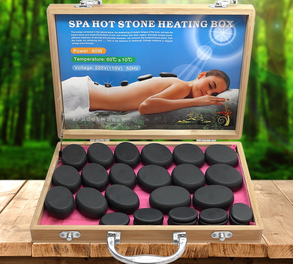 Massage Hot Stone Set with Heating Box Massage Hot Stone Set with Heating Box