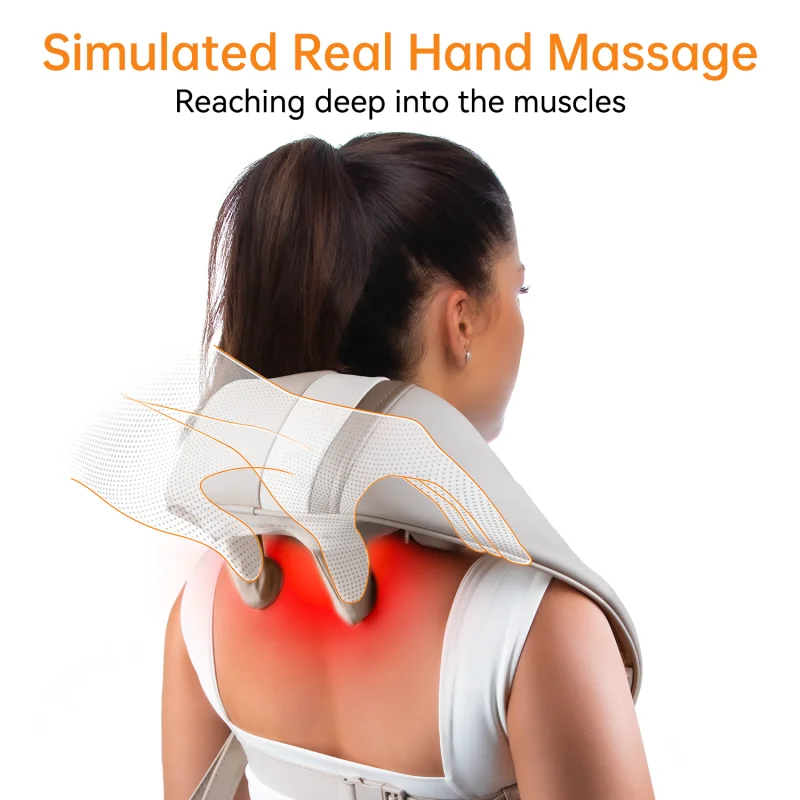 Massager For Neck and Cervical Shoulder With Heating Massage Pillow for Back Legs Waist Muscle Kneading Massage Shawl