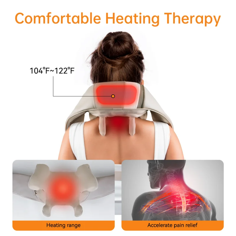 Massager For Neck and Cervical Shoulder With Heating Massage Pillow for Back Legs Waist Muscle Kneading Massage Shawl