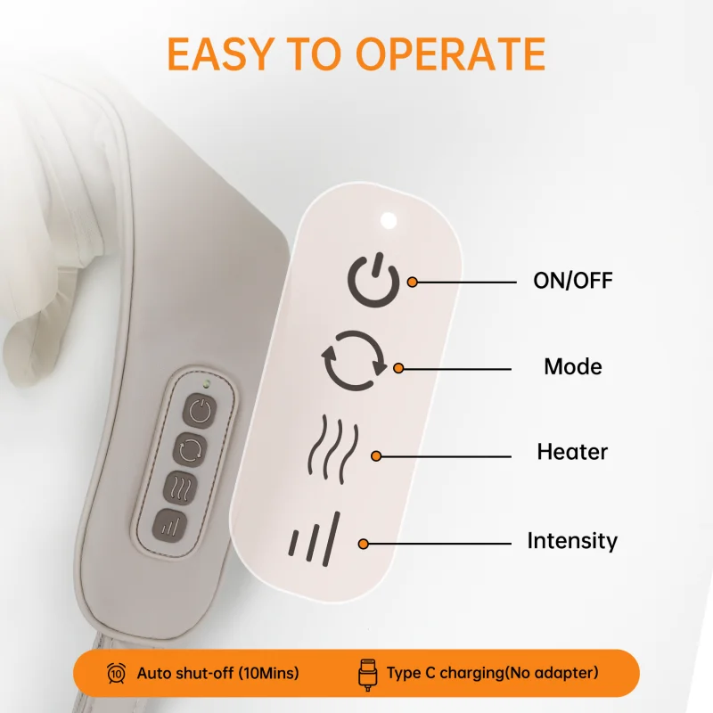 Massager For Neck and Cervical Shoulder With Heating Massage Pillow for Back Legs Waist Muscle Kneading Massage Shawl